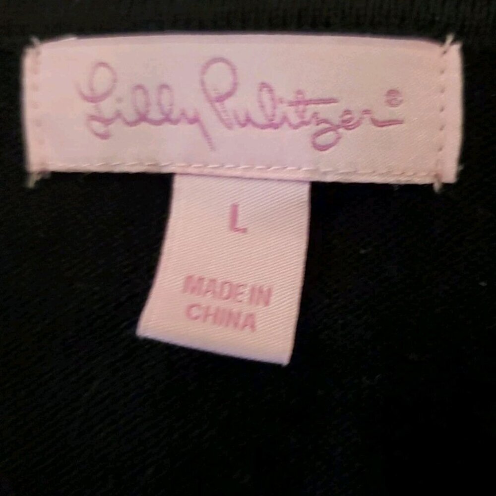 Lilly Pulitzer Preppy Lightweight Cardigan Youth Large Blk Button Front Minimal - Picture 9 of 10